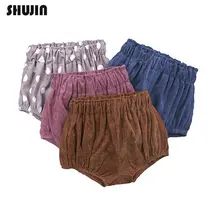 Shujin/Новинка; модные повседневные однотонные хлопковые льняные штанишки для малышей; штаны для девочек 0-6 лет