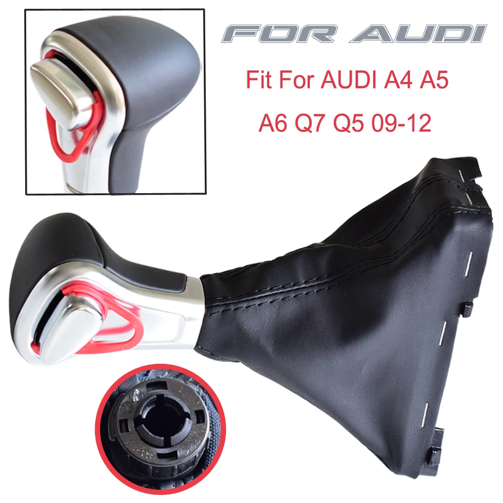 

Car Auto Gear Shift Knob Stick Lever Shifter With Gaiter Boot Leather Cover Fit For Audi A4 A5 A6 Q5 Q7 B8 Car Styling