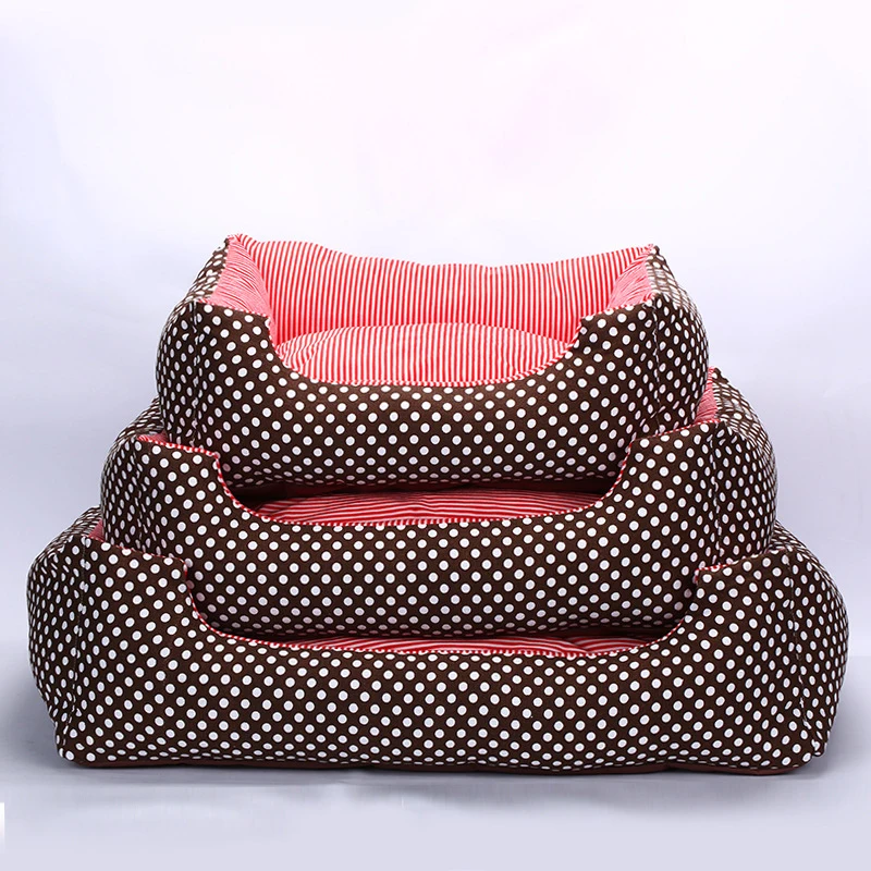 

Removable Washable Pet Mat Dot Bed Winter Warm Striped Pet Dog Kennel Mat Waterproof Dog&Cat Bed Thickened House