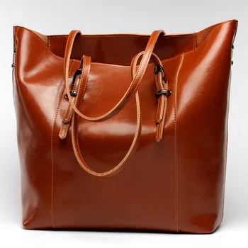 

Women Handbag Genuine Leather Shoulder Bag Female Bags Cowhide portable shopping bag Vintage Large Capacity Tote Bolsos