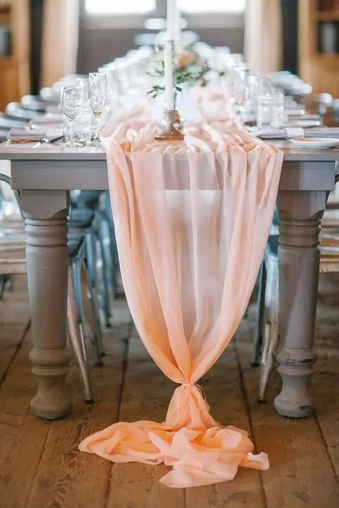 airy-peach-chiffon-table-runner