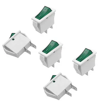 

10 Pcs 2 Pin SPST On/Off Green Button Rocker Switch AC 15A/250V 20A/125V