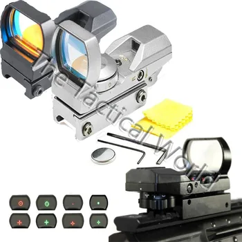 

Adjustable Hunting Holographic 4 Reticle Multi-Reflex Red Green Dot Sight Tactical RifleScope For 20mm Rail Sight Scope Mount