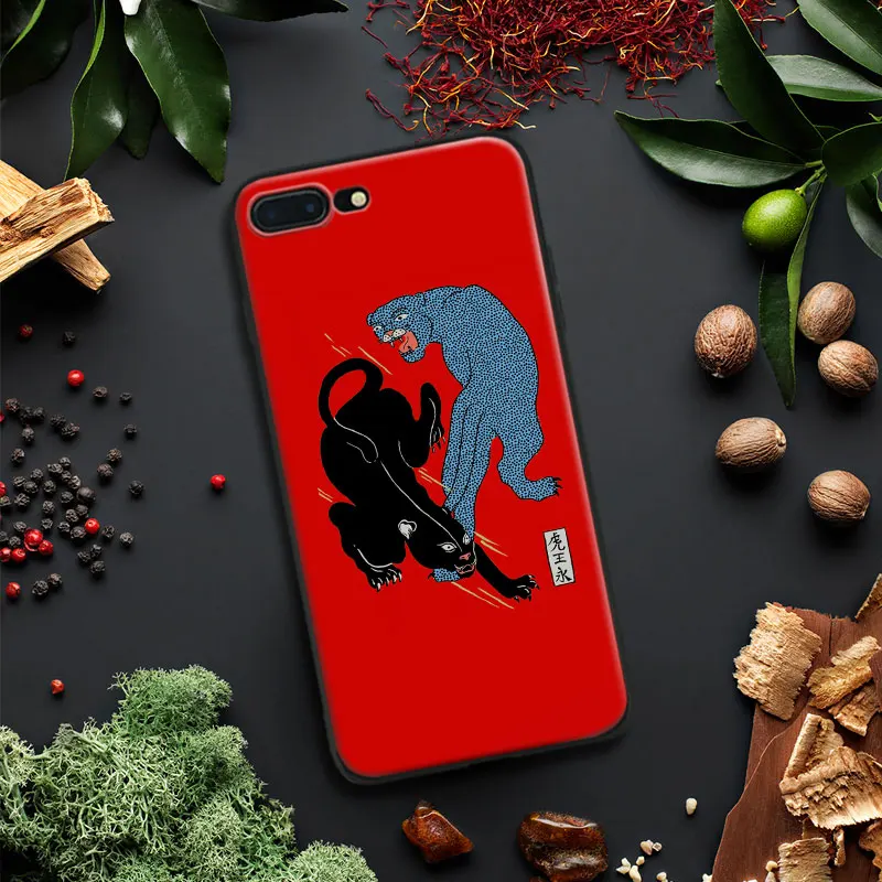 

Japanese style leopard animal painting Tpu Soft Silicone Phone Case Cover Shell For Apple IPhone 5 5s SE 6 6s 7 8 Plus X 10