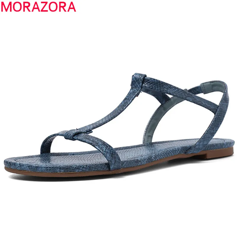 

MORAZORA 2019 new arrival women sandals slip on casual flat sandals Snake simple summer sandals comfortable beach shoes woman
