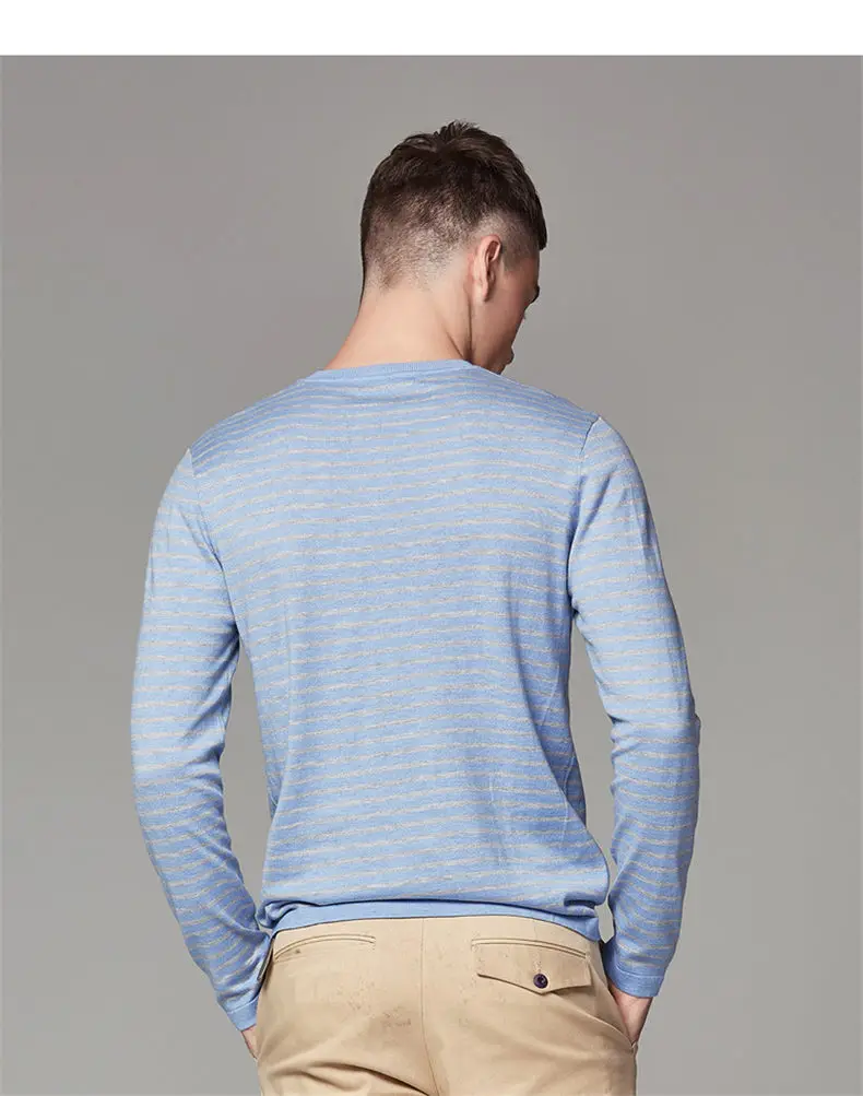 4Color Autumn Sweater Shirt Men Crew O Neck Male Sweater Pullovers Striped Pocket Pattern 2018 Spring Winter Knitwear Brand Muls-04