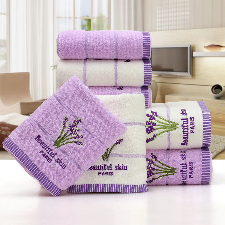 2pcs/set 34*75cm Elegant Lavender Cotton Terry Towels for Adults Face