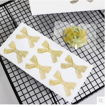 

60Pcs Golden Big Bow Gold 4.5*3CM Handmade Cake Sweet Candy Packaging Sealing Label Sticker Baking DIY Gift Box Stickers M1245
