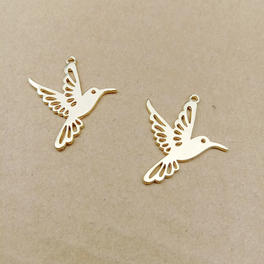 

10pcs 25X28mm Korean jewelry accessories gold golden Hummingbird Bird charms Earrings Necklace Pendant handmade DIY material