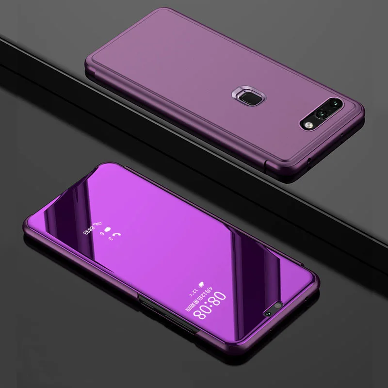 

Smart Mirror View Window Cover for Huawei P Smart Honor 7A Pro Y7 Prime 2018 Y9 2018 Y7 2018 Back Cover Clear Flip Cover