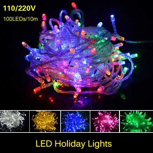 

220V/110V Holiday String Fairy RGB light Christmas Wedding Party Festival Decoration lamp 10m 100led LED bulb kerstverlichting