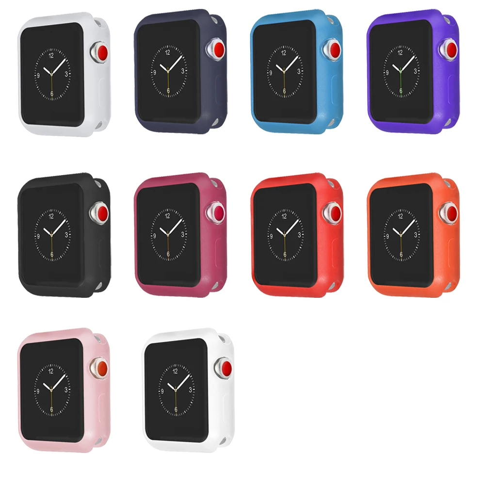

10Colors Watch Case for Apple Watch Series 2/3/4 Cover Fall Resistance Soft TPU Silicone Case for 44/42/40/38mm Cover Band Strap