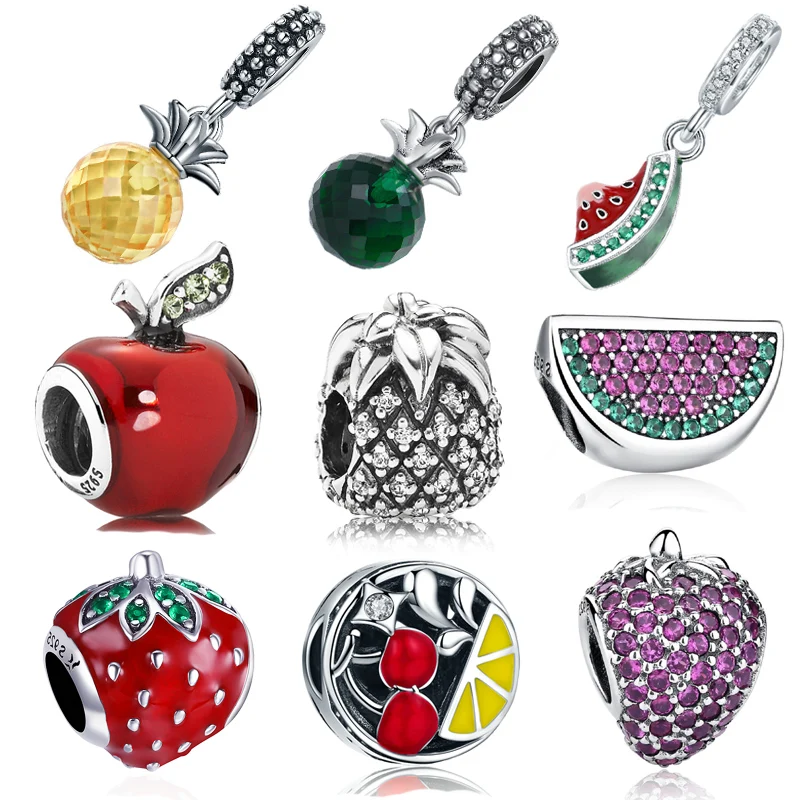 

2018 Summer New 100% 925 Sterling Silver Fruit Collection Charm Beads fit Original Pandora Bracelet Necklace Jewelry