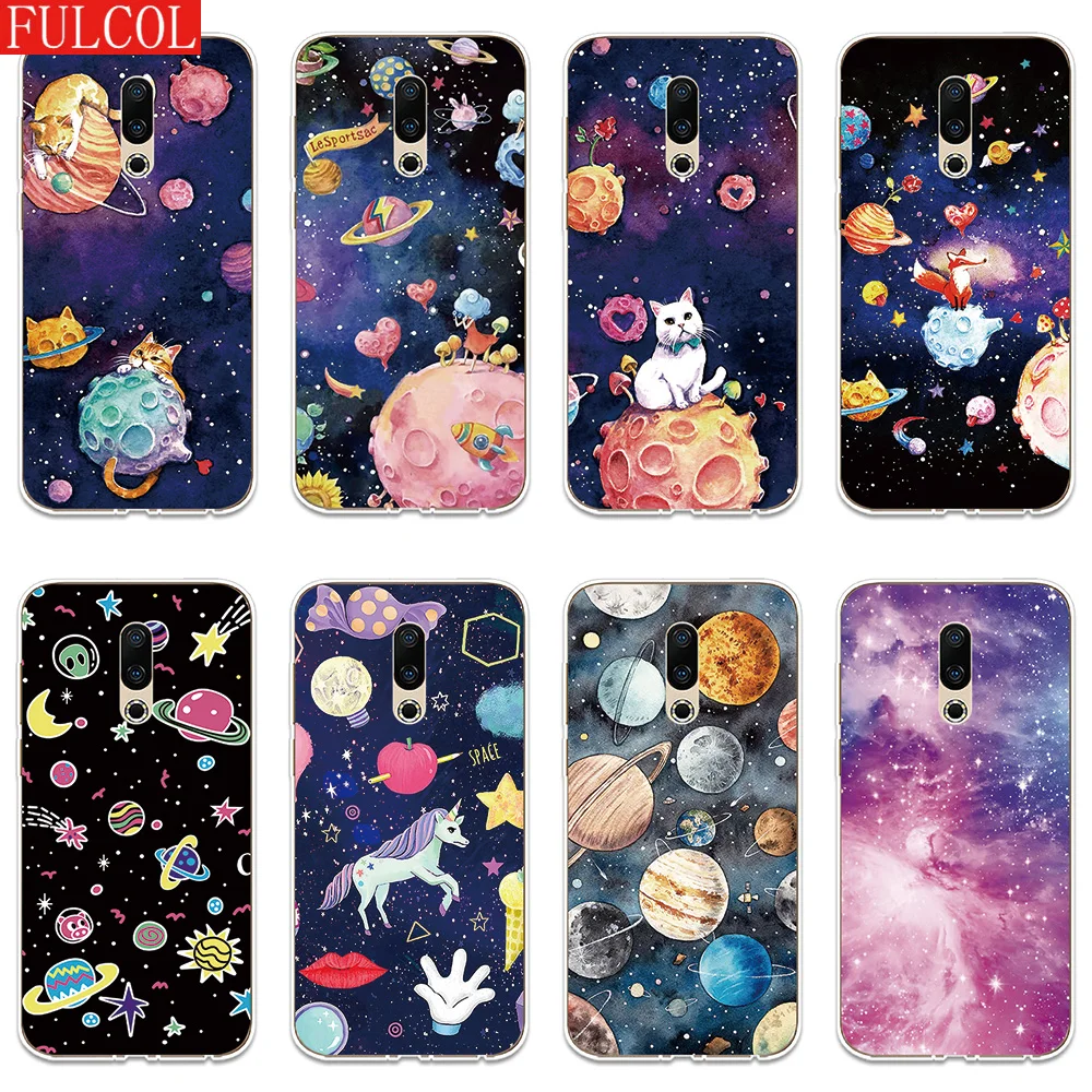 

Silicone Case For Meizu 15 16 Lite Plus 16X Note 8 Pro 6 7 X8 U10 U20 Cover Soft Shell Phone Case Outer Space Planet Patterned