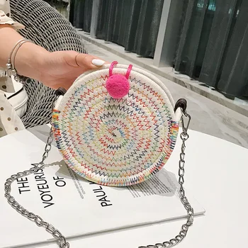 

2019 fashion simple round bag women's designer handbag high quality canvas new single-oblique shoulder bag qq431