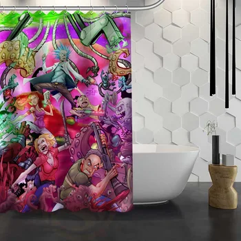 

Custom Rick and Morty Shower Curtain Waterproof Fabric Shower Curtain for Bathroom WJY1.17