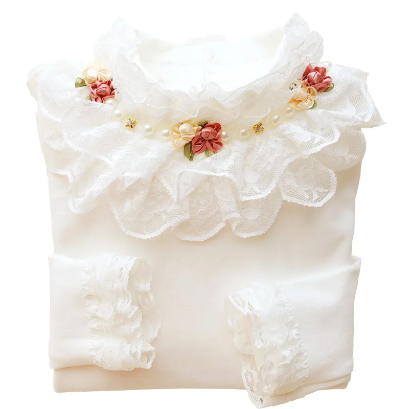 Осень 2019 школьные блузки для девочек детская хлопковая нижняя рубашка принцессы