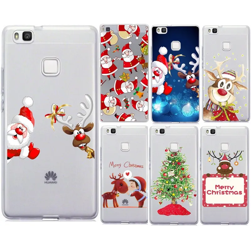

Santa For Huawei P9 P10 P20 lite P Smart Case Christmas Snowman Silicone 3D Clear Cover For Huawei Honor 9 lite p8 lite 2017 Bag
