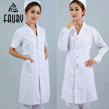 

Women Short Sleeve & Long Sleeve Long Doctor Work Coats Hospital Medical Manicurist Dental Scrubs Nurse Beauty Salon Uniform