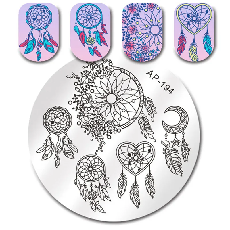 Новая серия штамповки пластины ногтей трафарет пластина с изображениями для нейл-арта шаблон ногтей диск штамповки пластины - Цвет: AP194