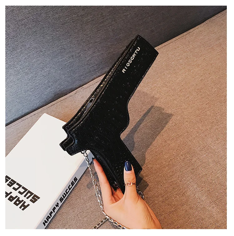 Harajuku мини-сумка в форме пистолета из искусственной кожи, женская дизайнерская сумка на цепочке, сумка через плечо для женщин, вечерние сумочки-клатчи, Bolso femenino