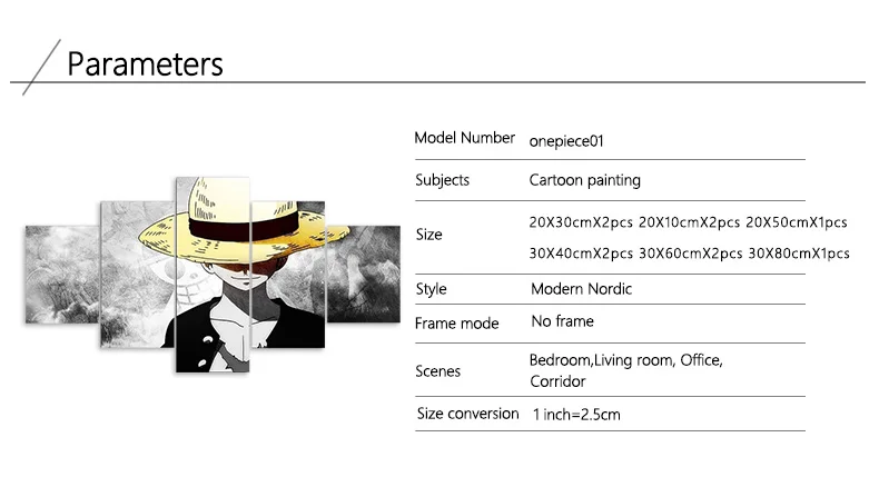 5 шт. холст живопись HD настенный арт аниме плакат картина одна деталь обезьяна Д. Луффи плакат настенная живопись для домашнего декора без рамы
