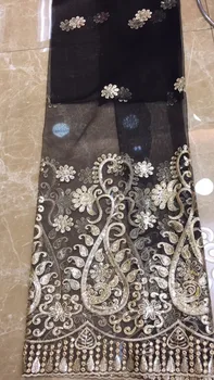 

2018 New African fabric 5yards/bag AX3228# 4colors mesh lace fabric for bridal wedding dress/sawing Free shipping