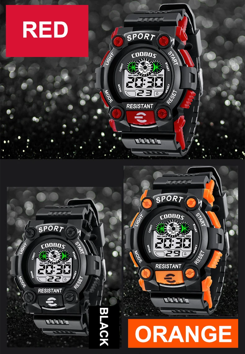 Детские спортивные часы цифровые наручные часы для детей мальчиков и девочек водонепроницаемые студенческие многофункциональные часы с