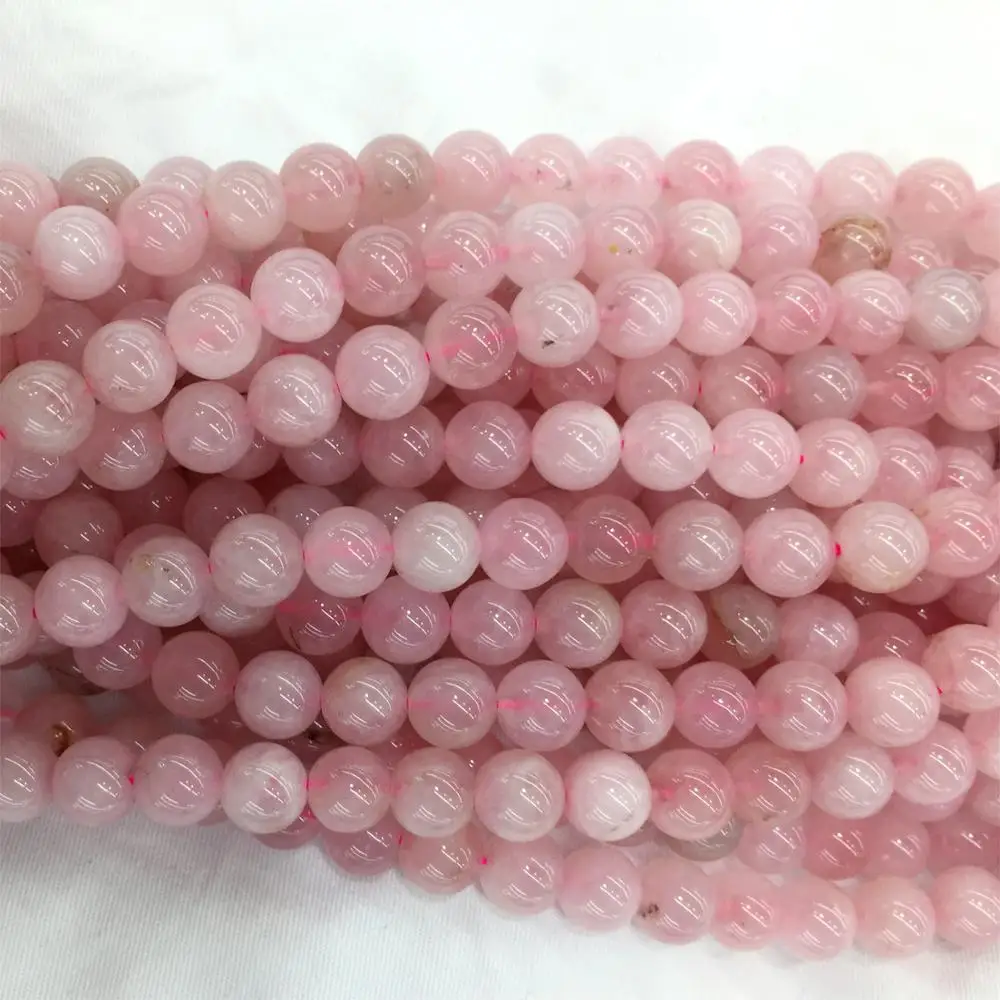 

Natural Pink Crystal Madasgas Rose Quartz Round Loose Stone Small Beads 6-14mm Fit Jewelry DIY Necklaces or Bracelets 15" 06037