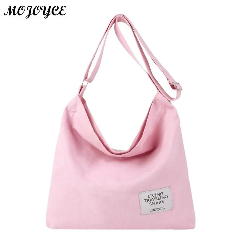 Корейские холщовые сумки на плечо для женщин, несимметричные сумки через плечо, Женская Повседневная сумка, женская сумка-мессенджер, сумки Bolsas Feminina - Цвет: Розовый