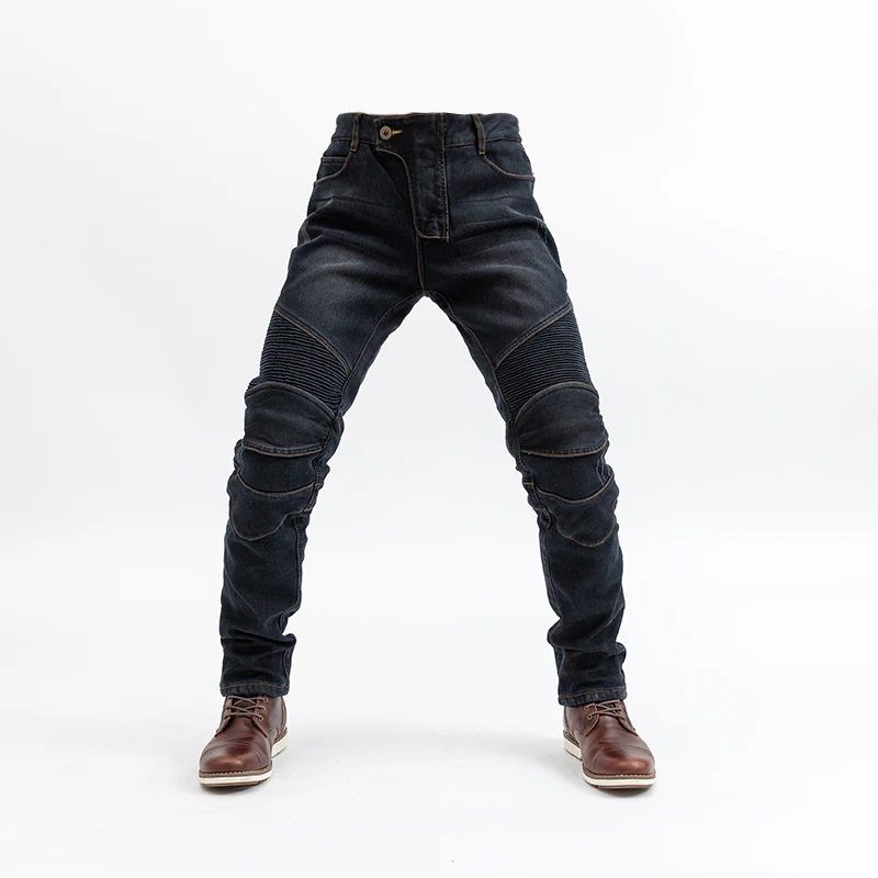 Classic Motorcycle Jeans Drop Resistance Slim Denim Cycling Racing Pants Motocross Off-road Hockey Pants with velvet for winter