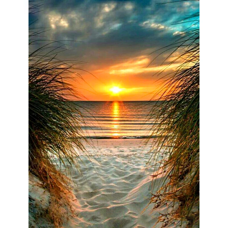 

Diamond painting Sunset seaside Scenery 5D DIY diamond embroidery Cross stitch Home Decoration Holiday Gift