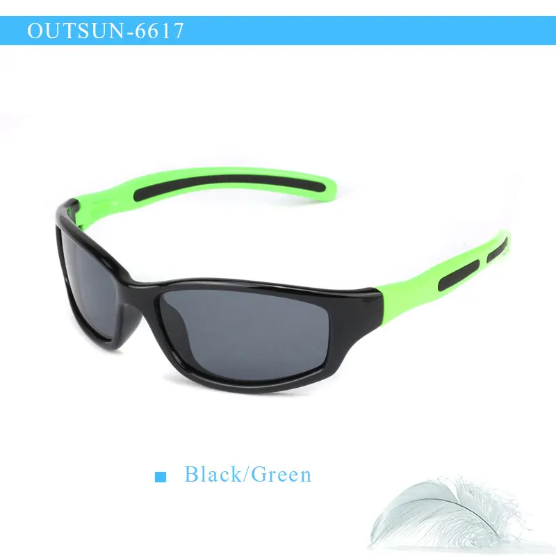 OUTSUN поляризованные солнцезащитные очки для детей Дети TR90 спортивные солнцезащитные очки Polaroid объектив для маленьких мальчиков Модная одежда для девочек Óculos De Sol Infantil - Цвет линз: Black Green