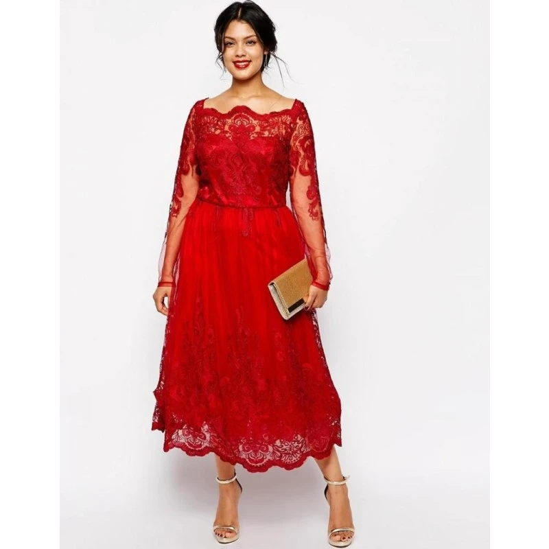 Red plus size dresses for special occasions Clearance