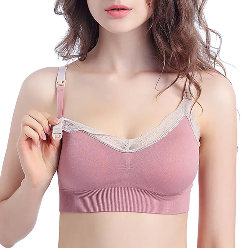 

Women Nursing Bras Top Seamless Sleep Female Maternity Breastfeeding Wire Free Adjusted Straps Bra Cotton Fabric Solid Brassiere