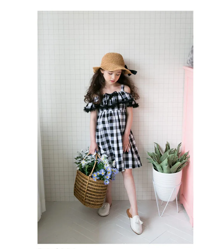 summer spring school long cotton big girls dresses age 10  princess ruffles white black plaid toddler children dresses 8 2018 new 4 5 6 7 8 9 10 11 12 13 14 15 years little big  girls dresses for girls children  (4)