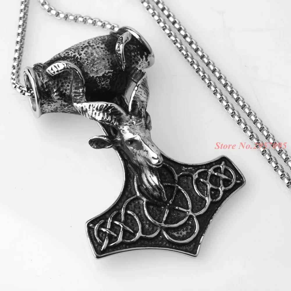 Цепочка с подвеской в виде головы Тора 3 мм 24 дюйма|mjolnir necklace|stainless steel thor's hammermjolnir