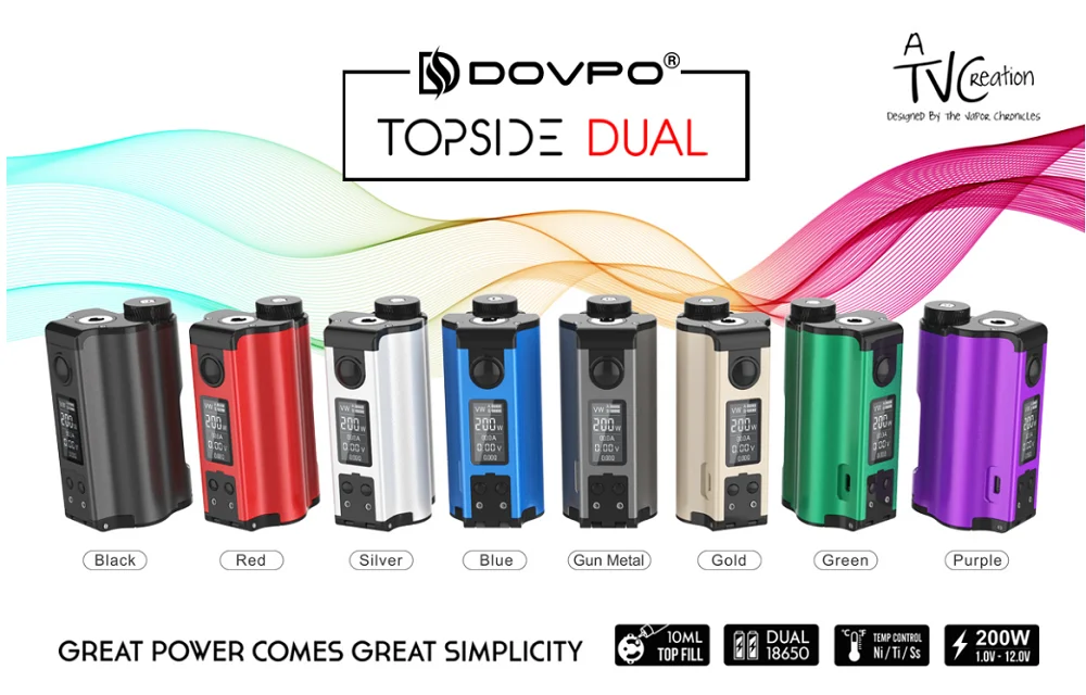 DOVPO Topside Dual 200 Вт Squonk Box Mod топ с 10 мл бутылки электронных сигарет моды против Voopoo Drag 2 люкс Vape Mod