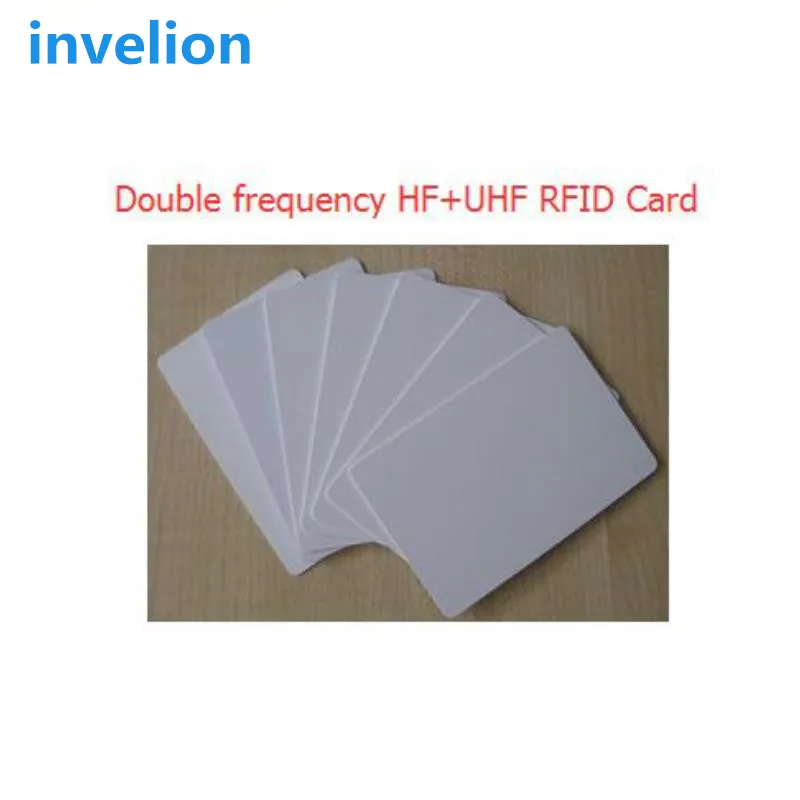 

double frequency rfid UHF epc gen2 860-960mhz+HF passive 13.56MHz blank MF 1K pvc card for personal attendance