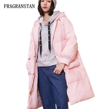 Зимние однотонные длинные плотные теплые пуховики с большим карманом, женские модные повседневные свободные куртки высокого качества в консервативном стиле, Vestidos JQ333