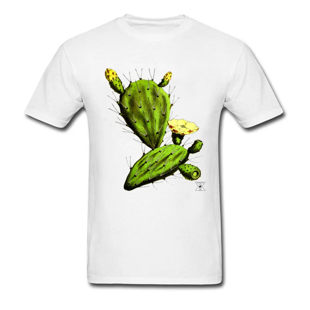 Custom Funny Men's T-Shirt Newest Summer Short Sleeve Round Collar Pure Cotton Tops Tees Party Tee Shirt Drop Shipping Desert Cactus by EncycloArt Botanical Cacti Plant Tee white