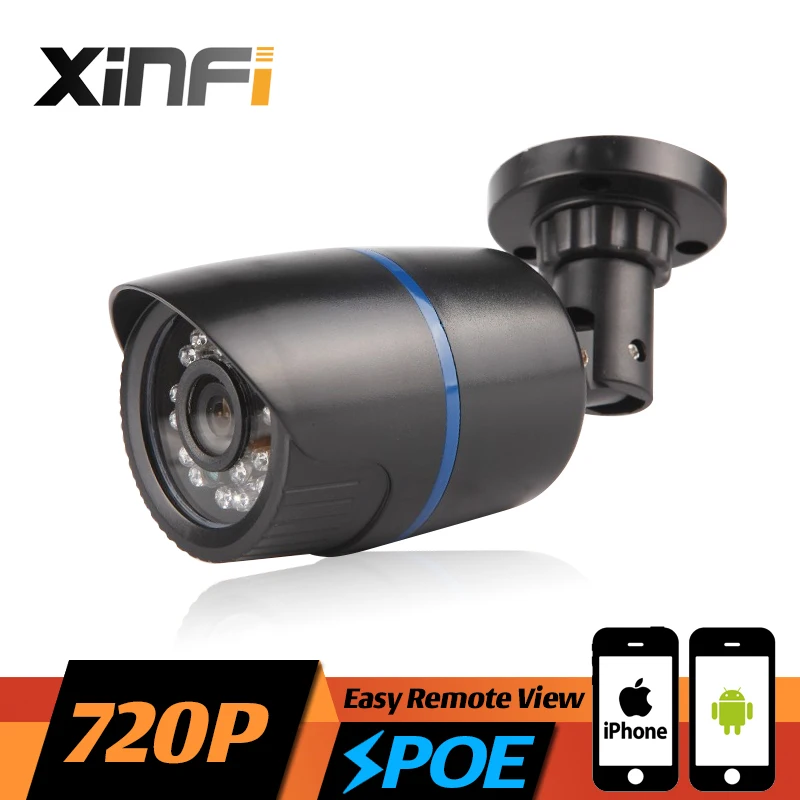 Xinfi HD 1.0 МП CCTV PoE камера ночного видения Indoor/открытый Водонепроницаемый сеть видеонаблюдения 1280*720 P IP камеры p2P Onvif удаленного просмотра