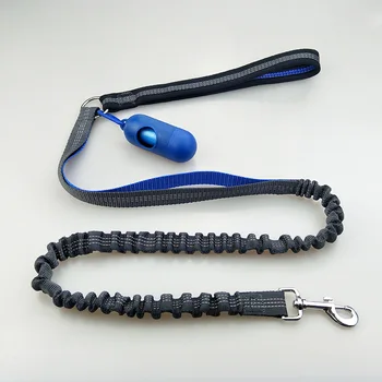 

New Portable ring reflective dog leash with Dog Waste bag Dispenser Foam handle pet Traction rope Elasticity Telescopic dog lead