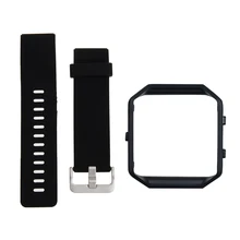 2,3 см ширина черная металлическая рамка+ мягкие силиконовые наручные часы ремешок для спортивных часов Fitbit Blaze Смарт часы