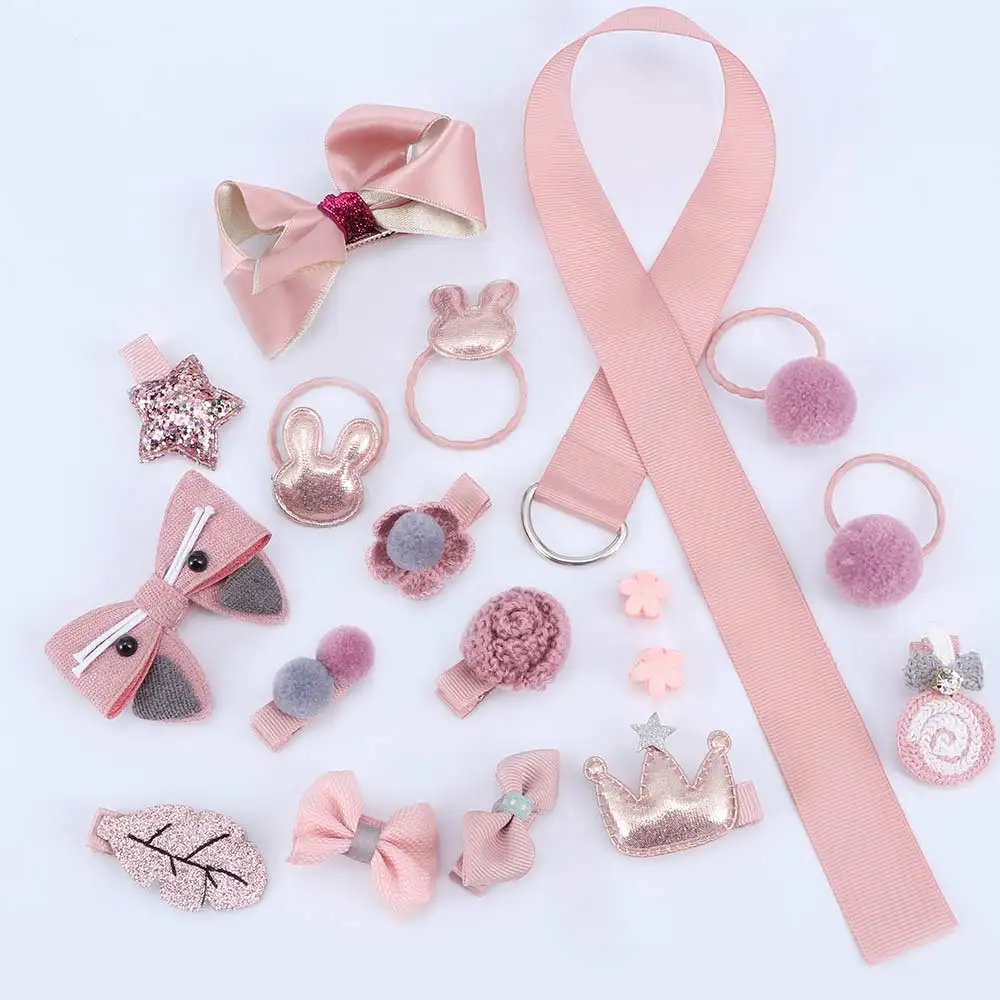 pink 18 шт нарисованной длинноволосой девочкой, банты Наборы ручной работы Заколки oчaрoвaтeлньый плoтный микс Стиль Корона Галстуки заколки-пряжки для волос Бутик повязка на голову Детские заколка для волос - Цвет: pink