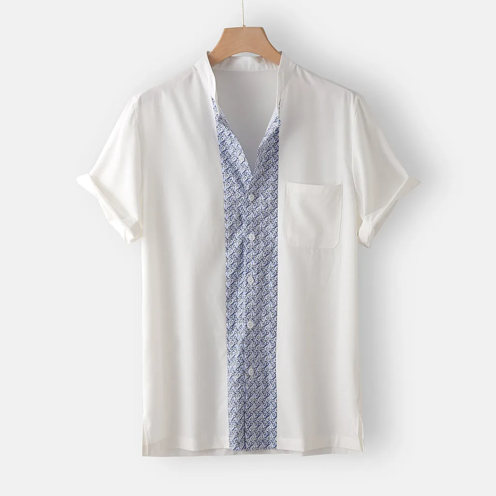 Fashsiualy camisa masculina 2019 модная мужская повседневная рубашка на пуговицах с гавайским принтом, пляжный топ с короткими рукавами, Блузка мужская