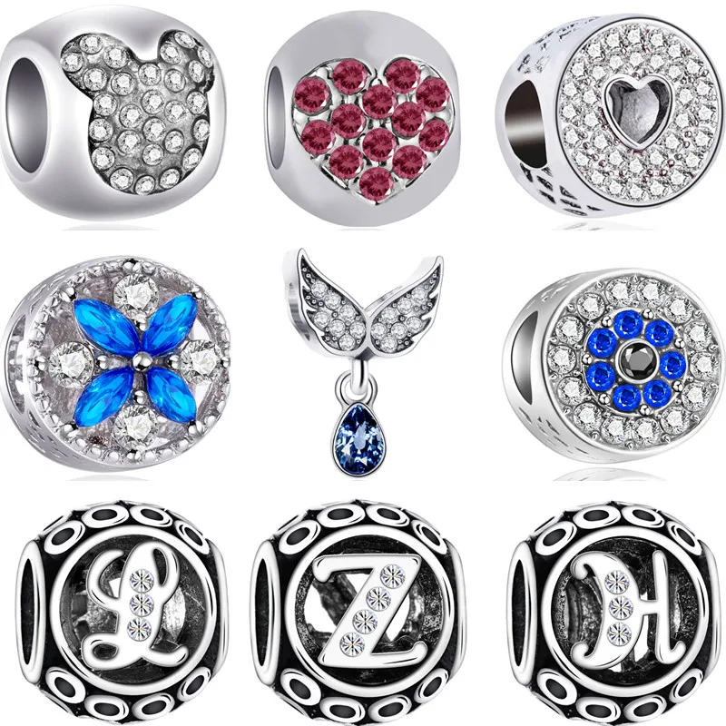 Gorgeous Crystal Wing Crab Butterfly Flower Love Heart Mickey Charms Beads Fit Pandora Bracelets for Women DIY Jewelry Bijoux | Украшения и