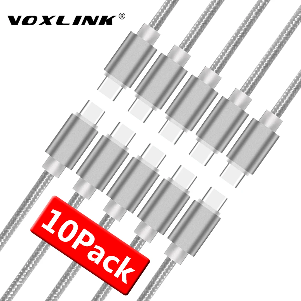 

VOXLINK 10pack Nylon Braided USB Cable TypeC Fast Charge Cable For Samsung Galaxy For HTC 10 Macbook Xiaomi Mi8 A1 Charging Cord