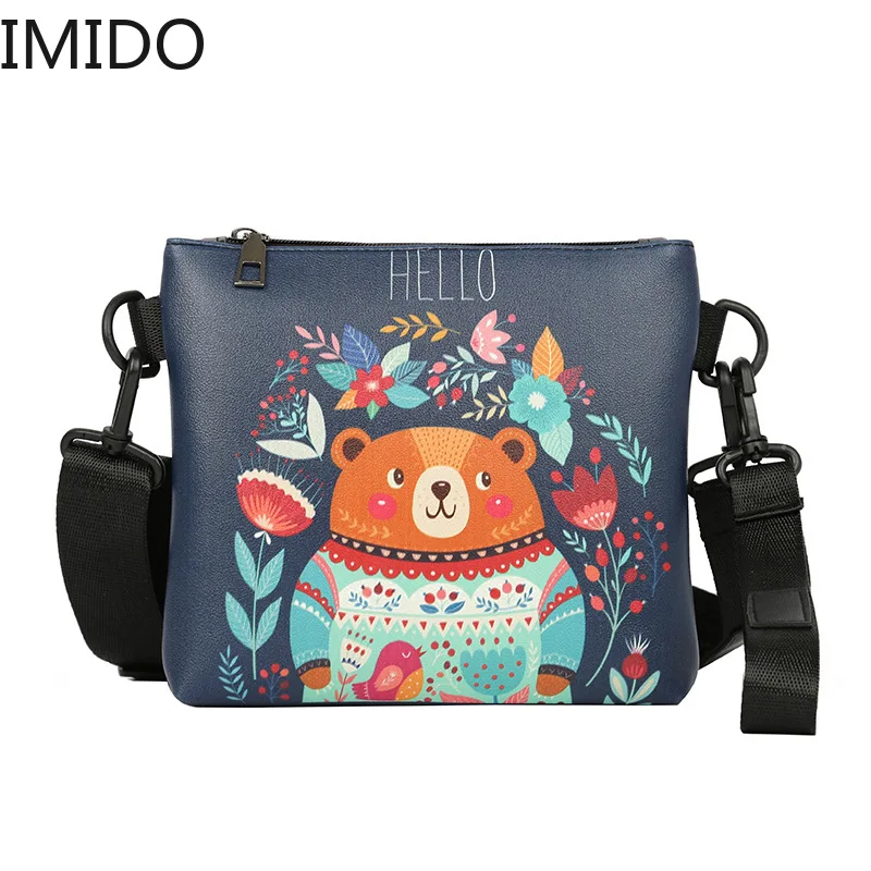 

IMIDO Cartoon Printing Women Bags Mini Shoulder Bag Women Messenger Bags Bolsa Feminina Mujer Lady Leather Handbag Sac A Main