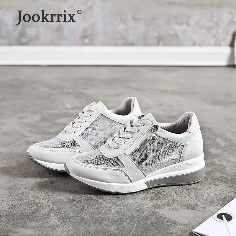 

Jookrrix 2019 Women Casual Wedges Comfortable Shoes Fashion Lady Increased Platform Shoes For Pu Leather Chunky Sneakers